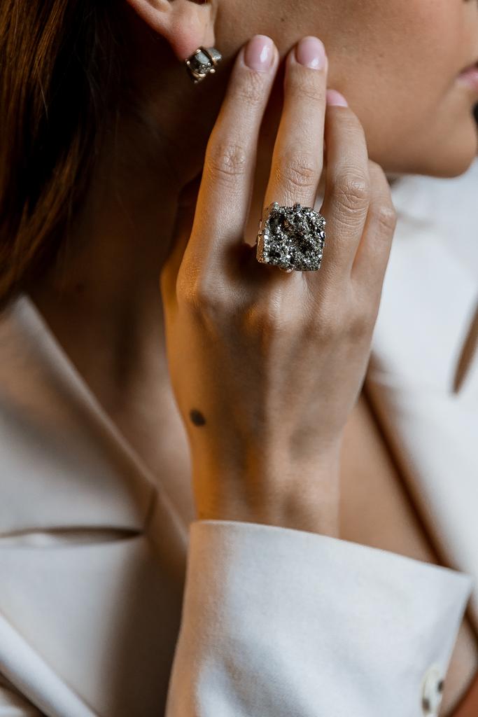 Кольцо с пиритом