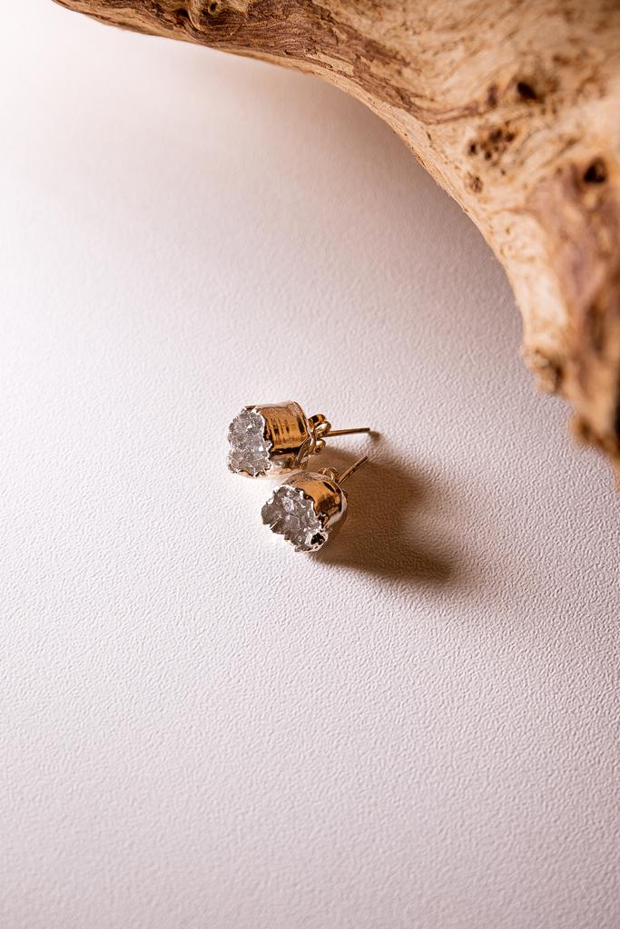 Серьги пусеты с друзой аметиста