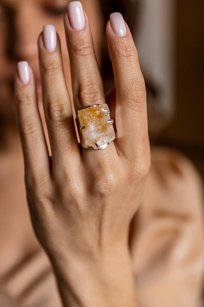Кольцо кафф с цитрином
