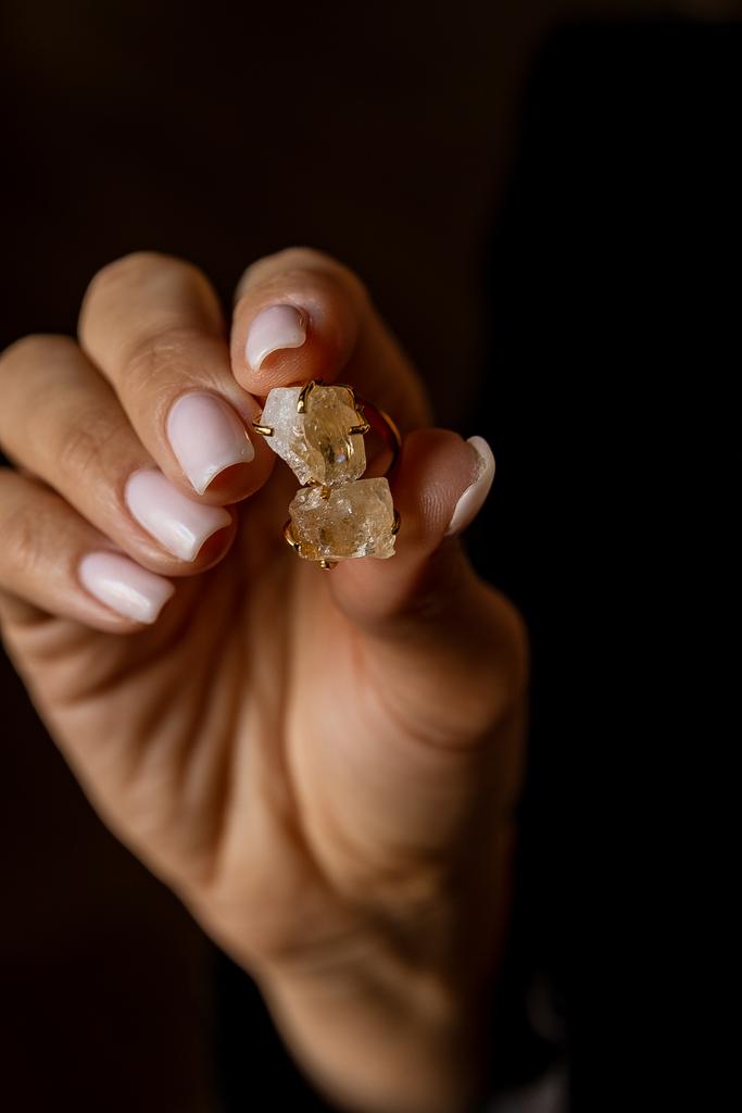 Кольцо с двойным цитрином