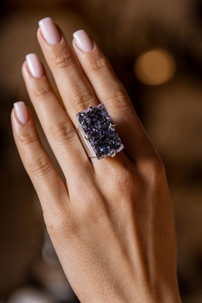 кольцо с друзой аметиста