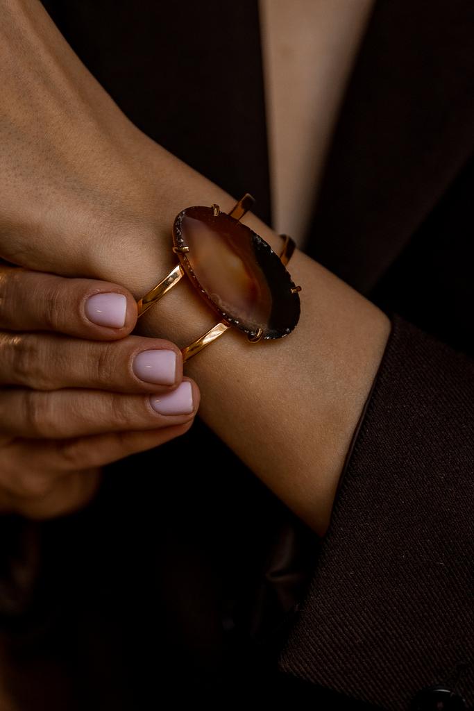 браслет из агата с золотом