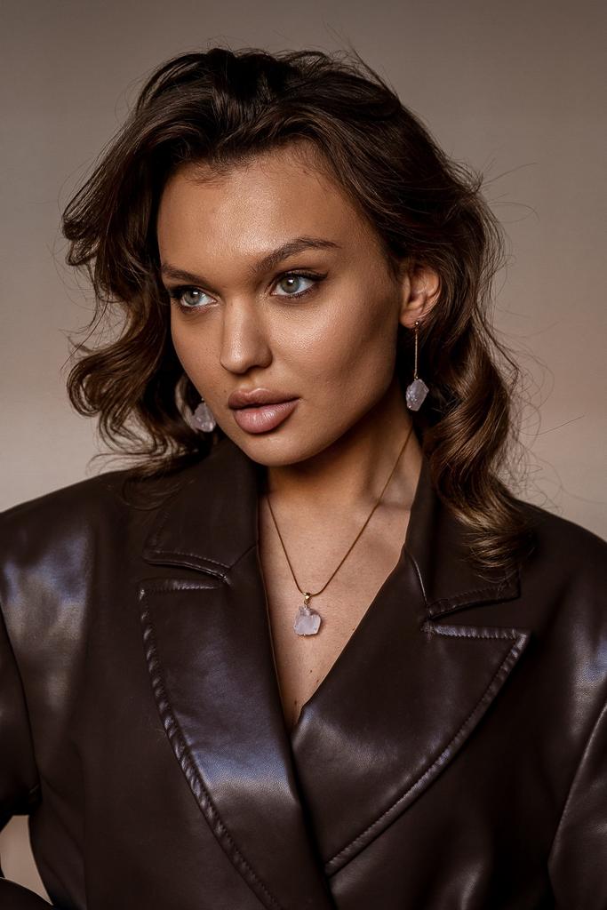 Серьги с розовым кварцем