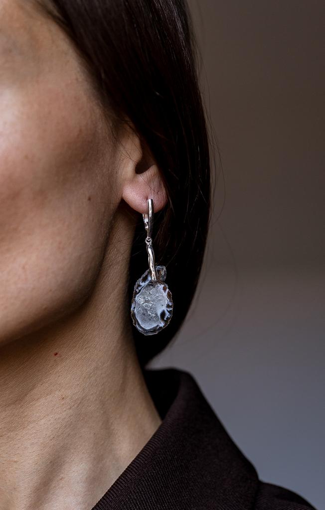 Cерьги с жеодой агата