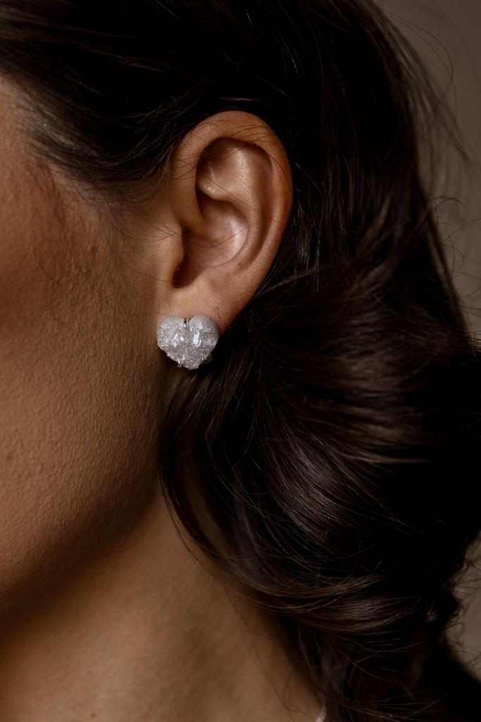 Пусеты с горным хрусталем Сердце