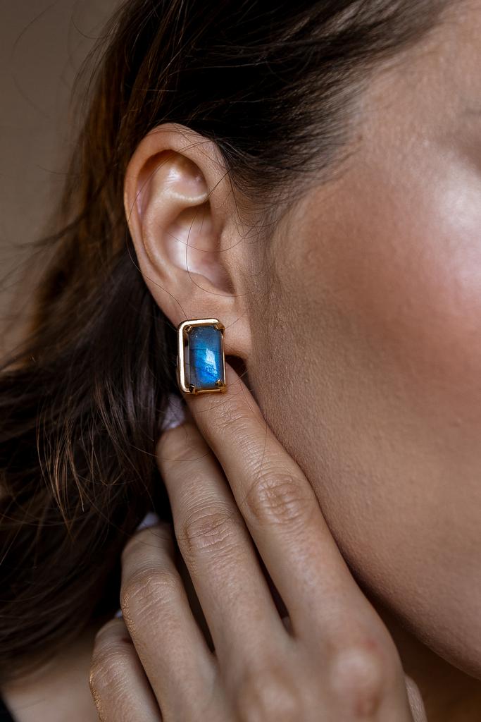 Серьги с лабрадоритом Геометрия