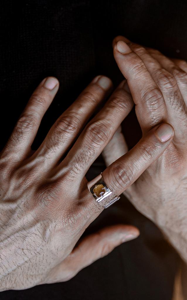 Кольцо мужское РИТМ с цитрином