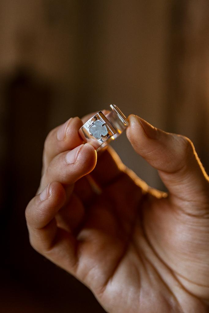 Кольцо мужское РИТМ с аквамарином