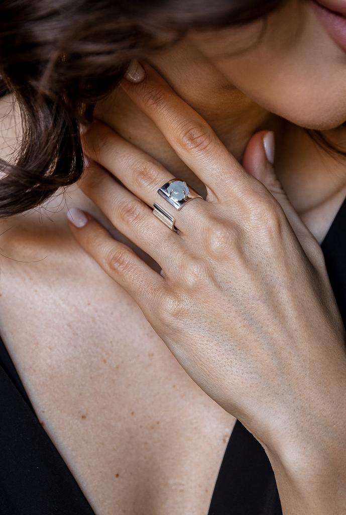 Кольцо мужское РИТМ с аквамарином