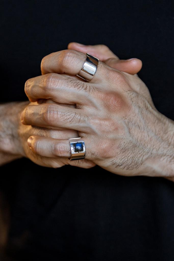 Кольцо мужское РИТМ с лабрадоритом