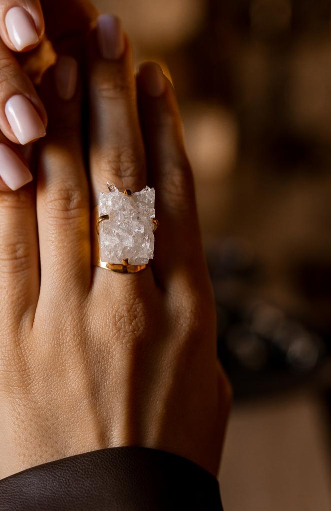 кольцо с друзой горного хрусталя купить с доставкой по России