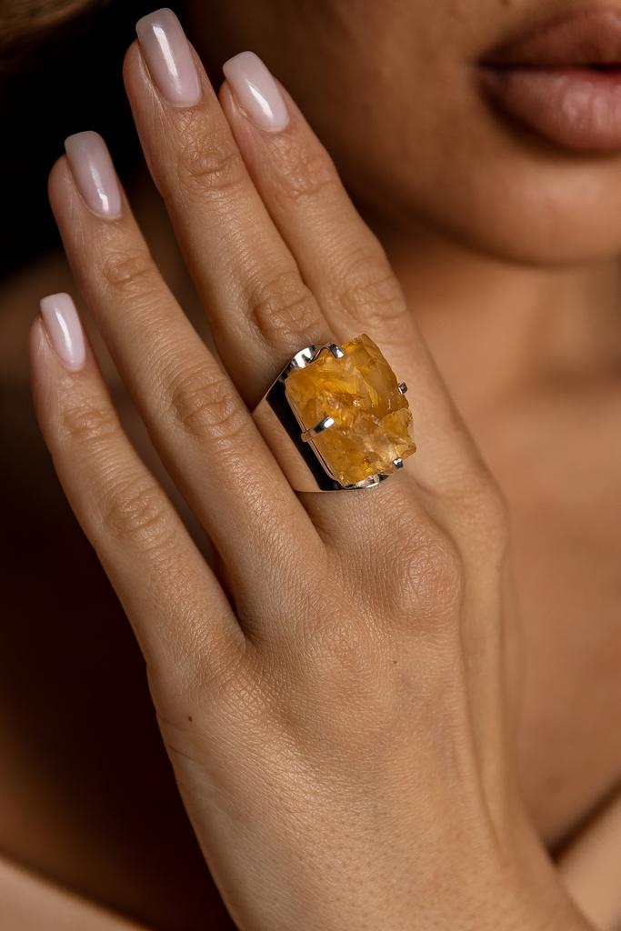 Кольцо кафф с цитрином