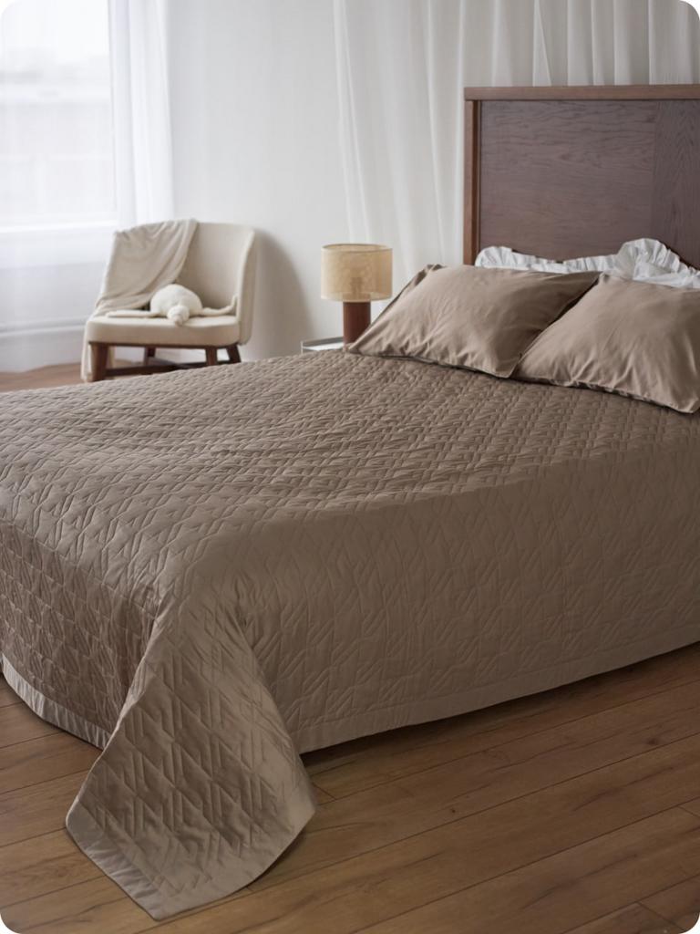 MOKKO, покрывало-плед из сатинового хлопка, цвет темно-бежевый