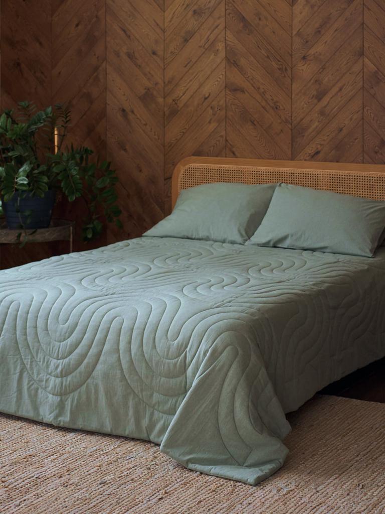 WAVE GREEN, покрывало-одеяло из вареного хлопка, цвет светло-зеленый