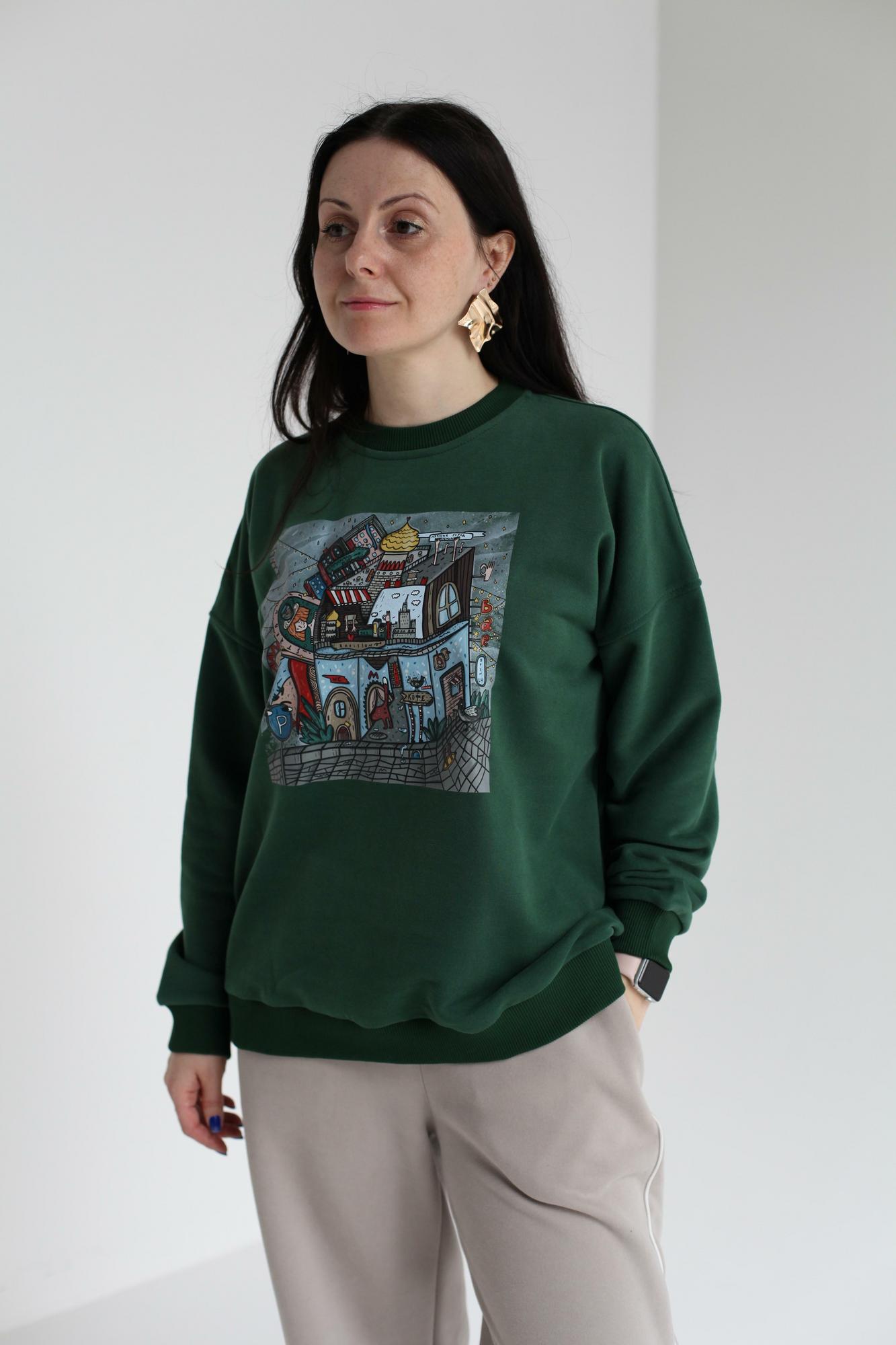 Свитшот Москва на зеленом