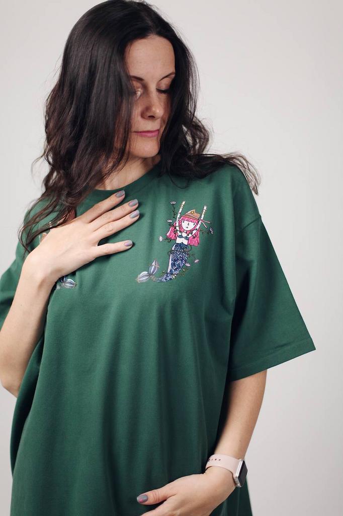 Русалки розовые на зеленом