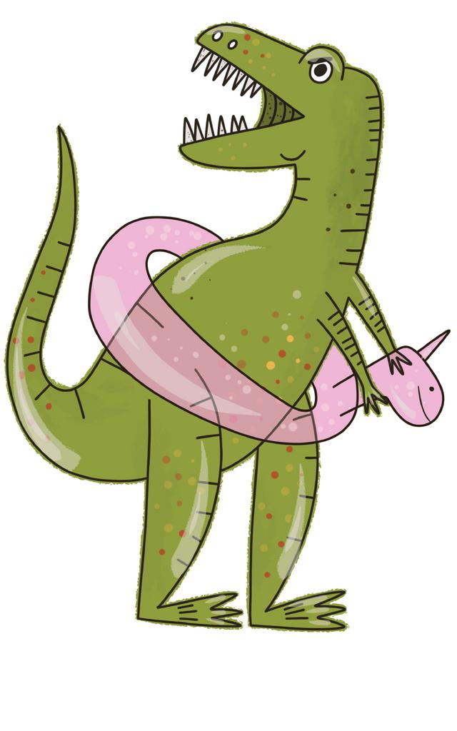 Дино в круге на розовом