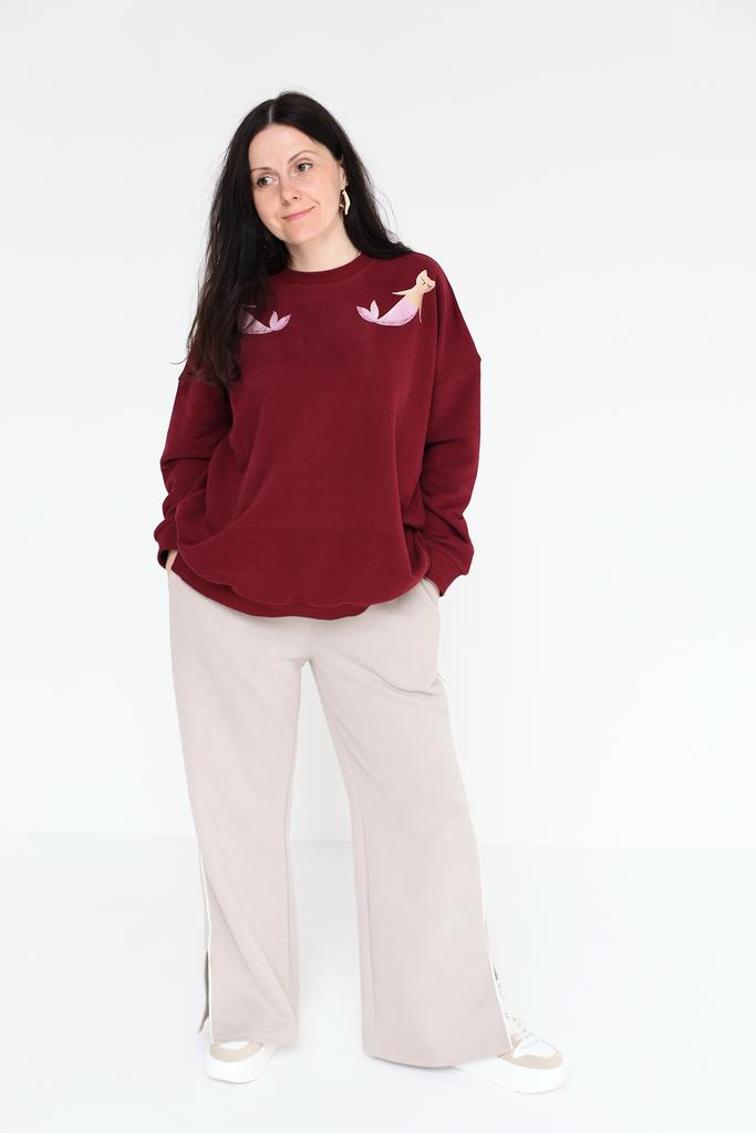 Свитшот "Коты-русалки" на винном