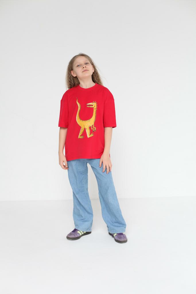 Желтый дино на красном