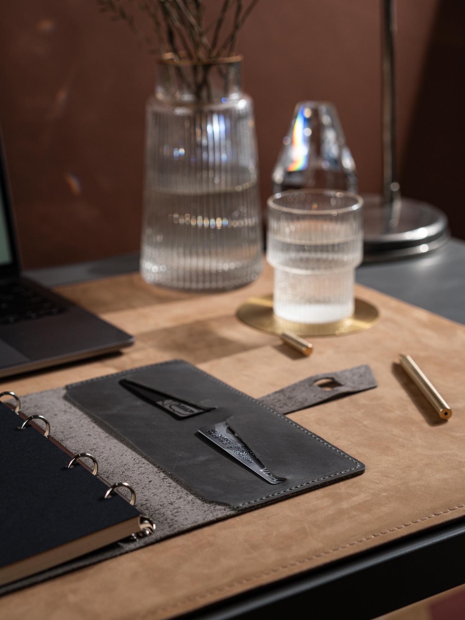 Ежедневник кожаный с карманами А5, недатированный ежедневник из натуральной кожи со сменными блоками на кольцах