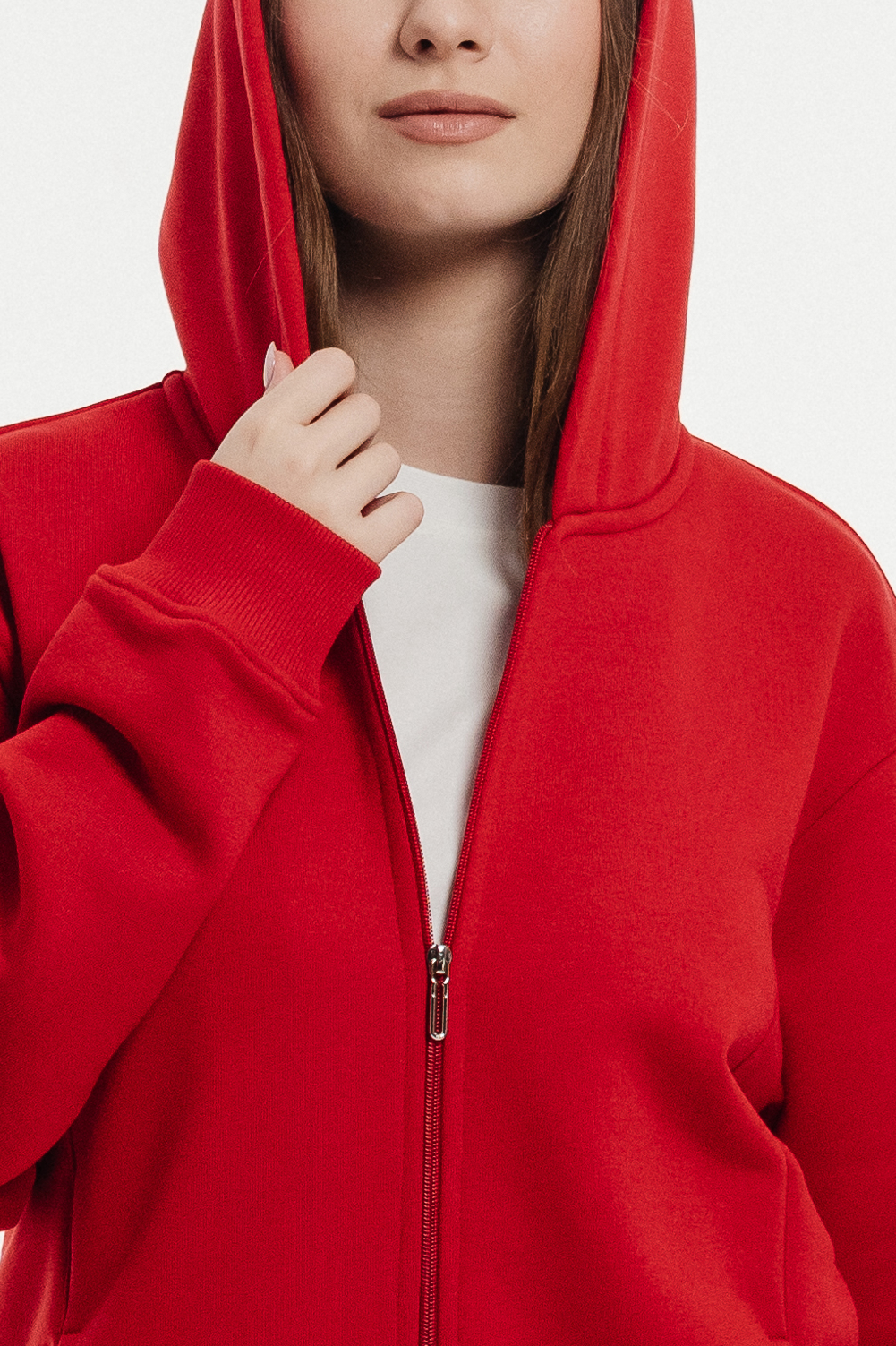 Худи на молнии красный