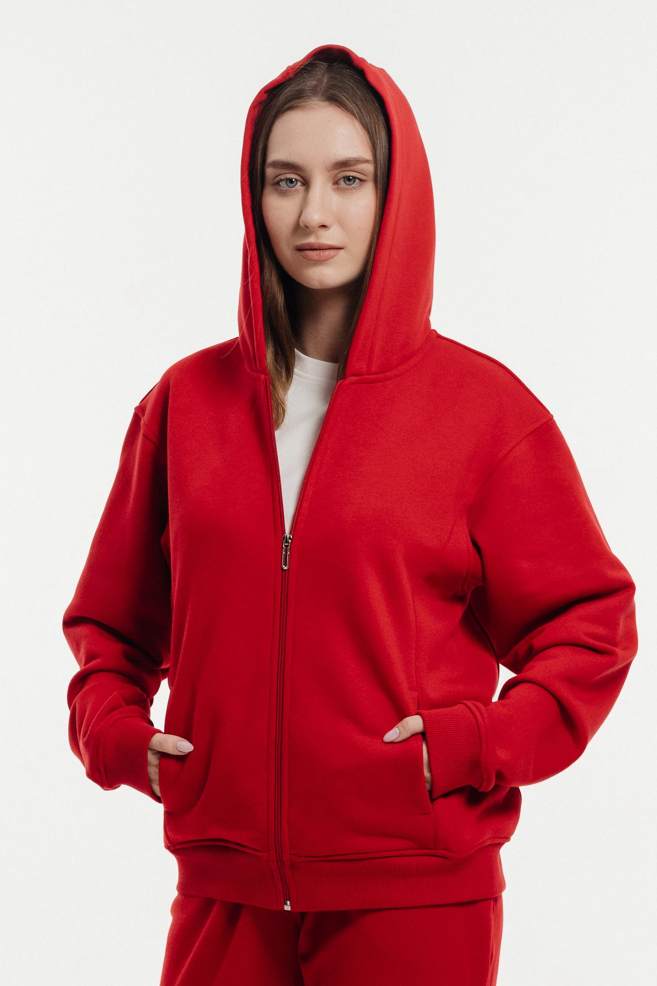 Худи на молнии красный
