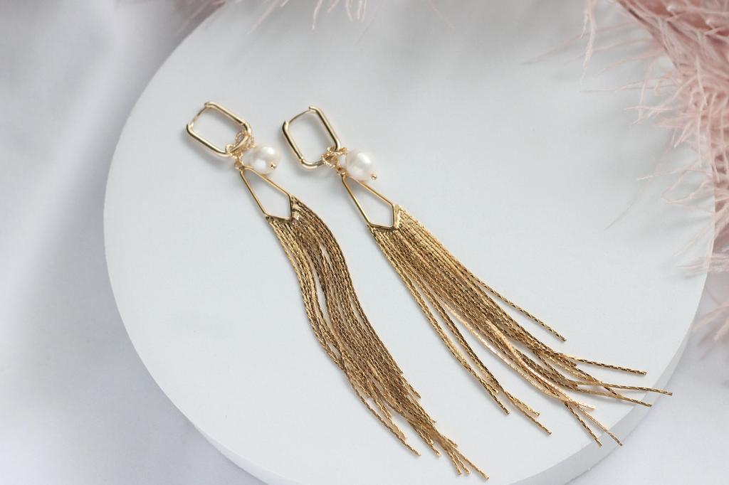 Длинные серьги-кисти с жемчугом