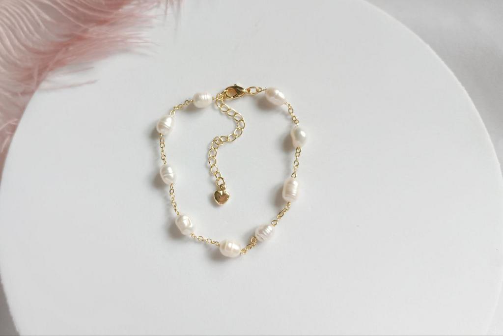 Браслет цепочка из натурального жемчуга