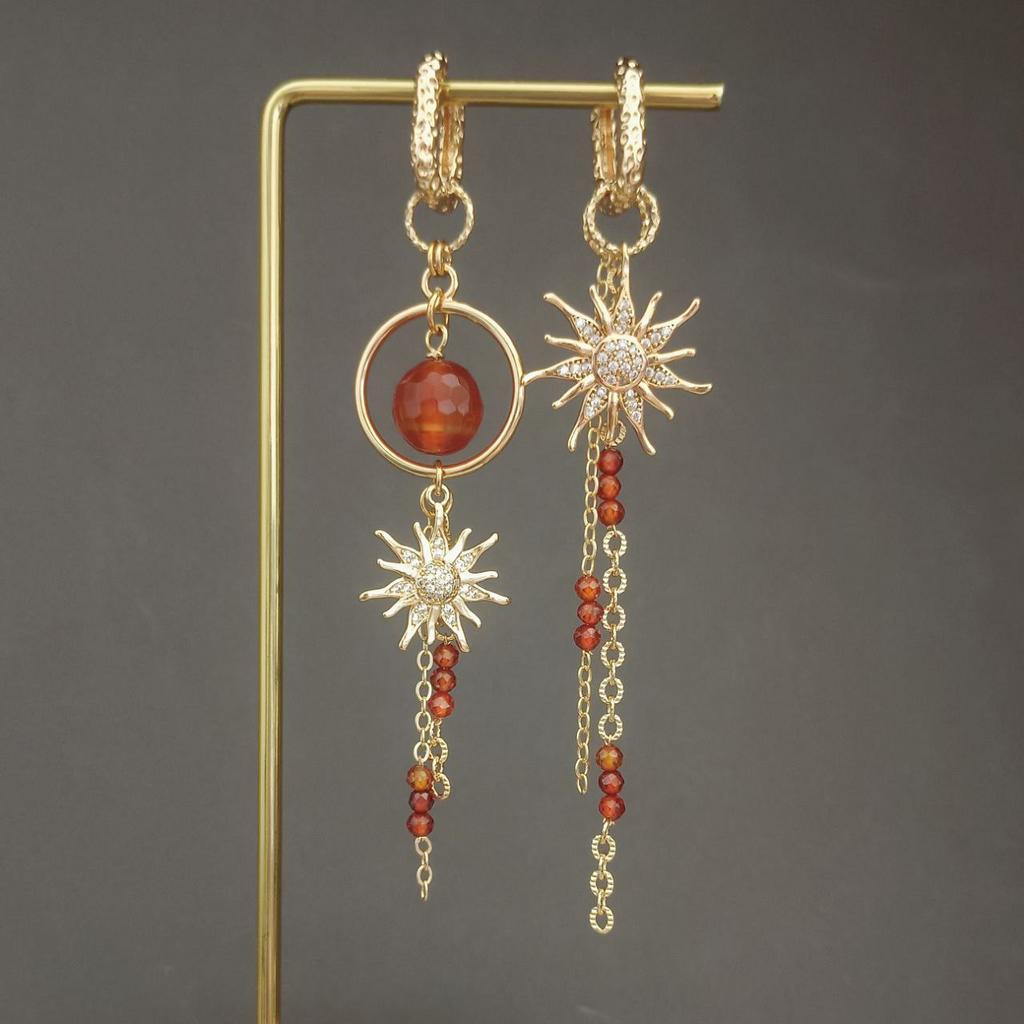 Длинные серьги с сердоликом