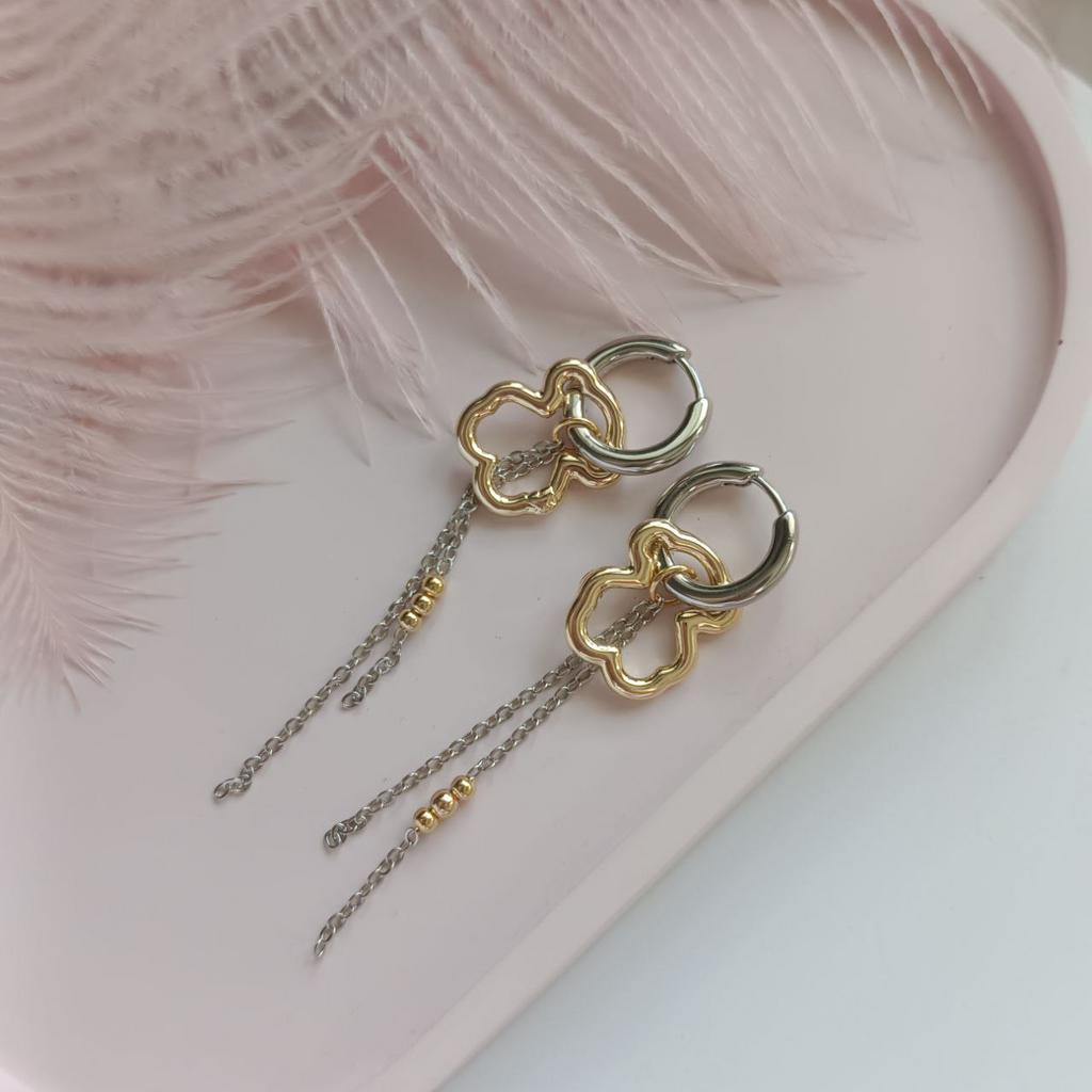 Серьги конго биколор с мишкой