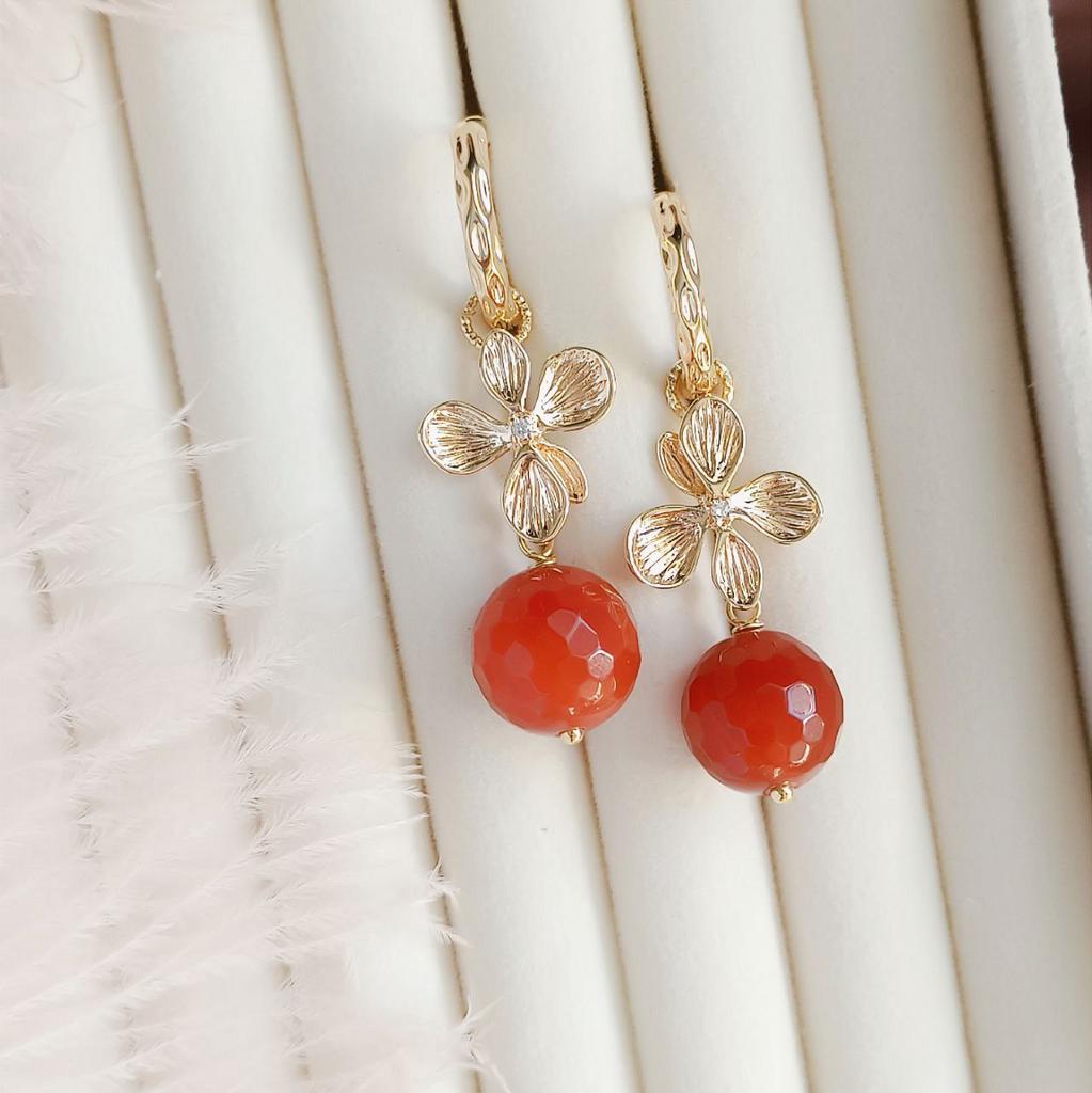 Серьги конго с сердоликом