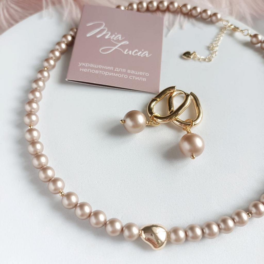 Комплект - серьги и чокер из ижемчуга Сваровски (комплектом или отдельно)