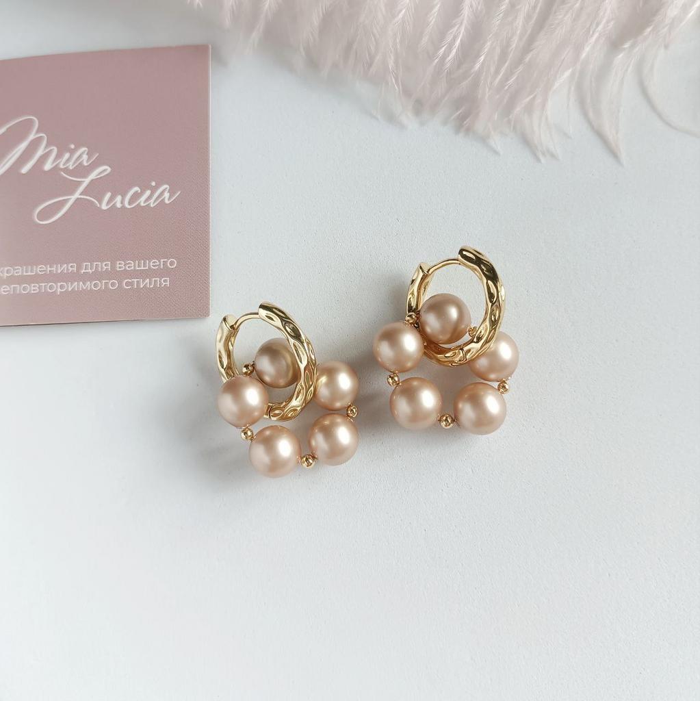 Серьги конго с жемчугом Сваровски