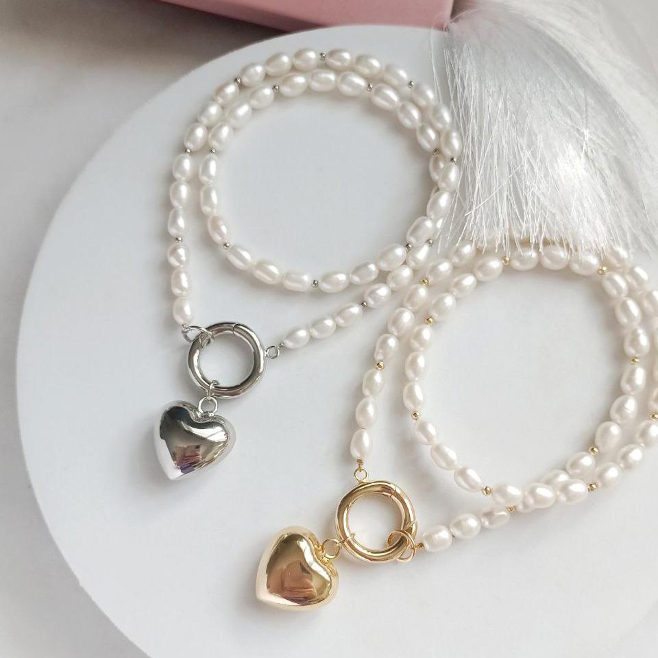 Чокер из натурального жемчуга с подвеской сердце