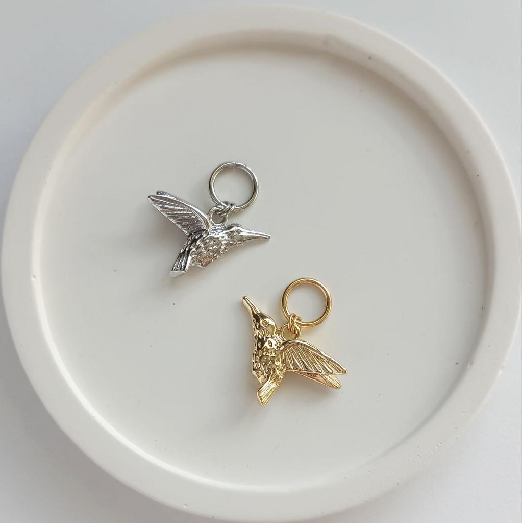 Подвеска на серьги трансформеры 1 шт - колибри, позолота или родиевое покрытие