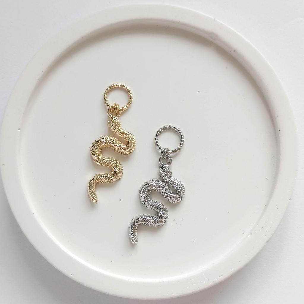 Подвеска на серьги трансформеры 1 шт - змейка, позолота или родиевое покрытие