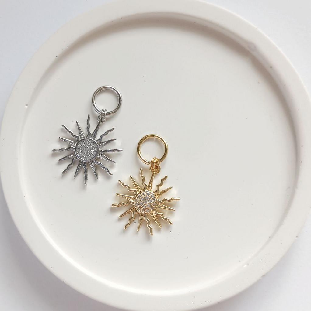 Подвеска на серьги конго 1 шт - солнце с фианитами, позолота или родиевое покрытие