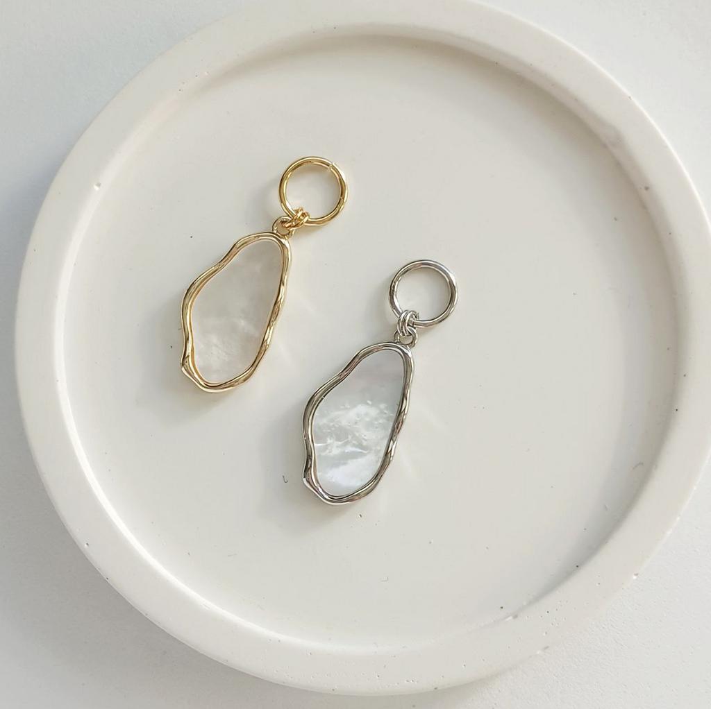 Подвеска на серьги конго 1 шт - перламутр в оправе, позолота или родиевое покрытие