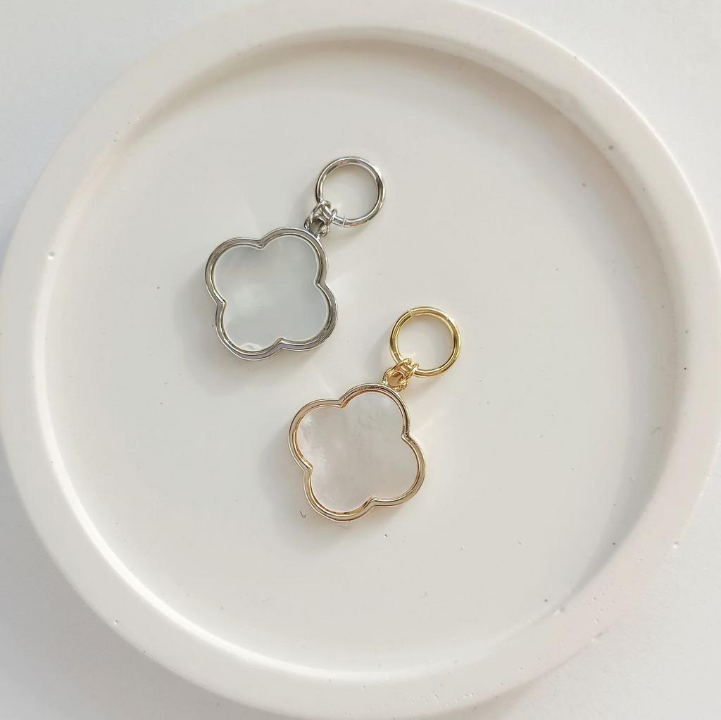 Подвеска на серьги конго 1 шт - перламутр в виде клевера, 15мм, позолота или родиевое покрытие