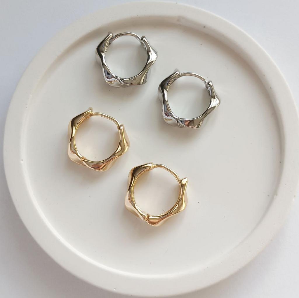 Серьги конго, основы для подвесок, неровной формы, 15мм, позолота или родиевое покрытие