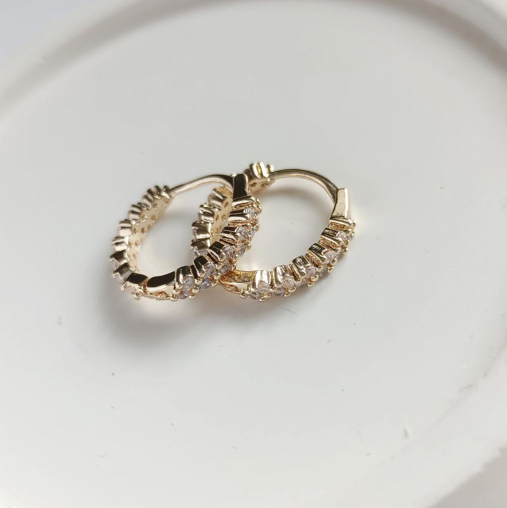 Серьги конго, основы для подвесок, c фианитами, 15мм, позолота