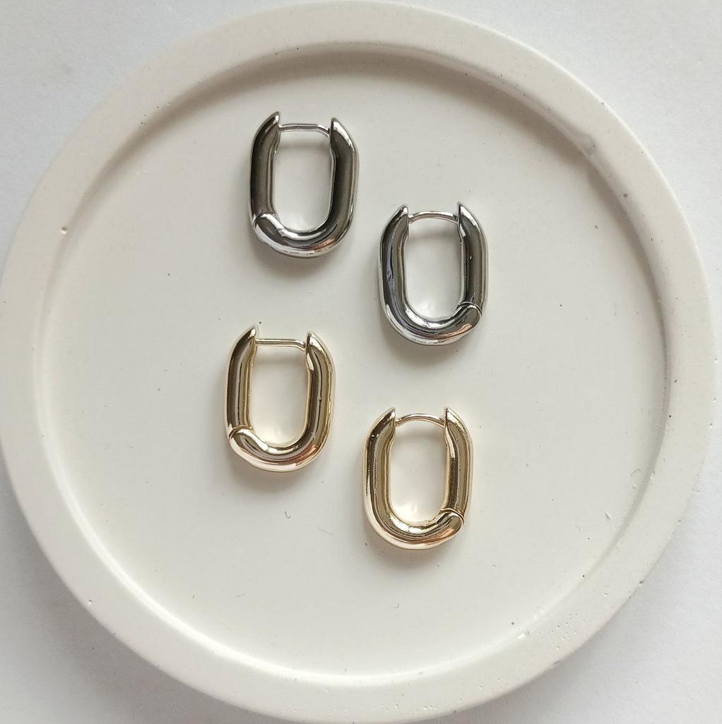 Серьги конго, основы для подвесок, овальные гладкие, 14мм, позолота или родиевое покрытие