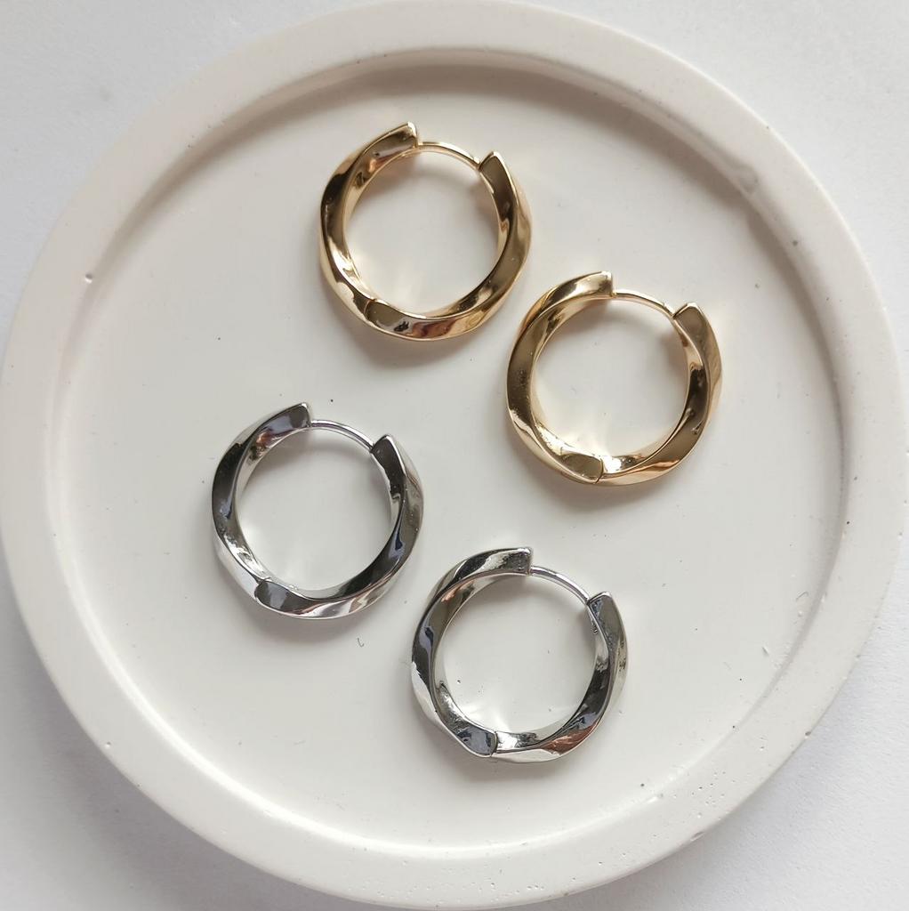 Серьги конго, основы для подвесок, фактурные, 19мм, позолота или родиевое покрытие