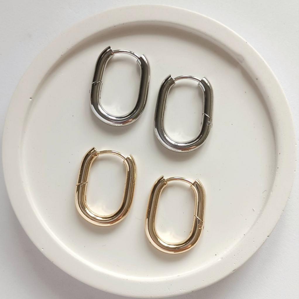 Серьги конго, основы для подвесок, овальные гладкие, 20мм, позолота или родиевое покрытие