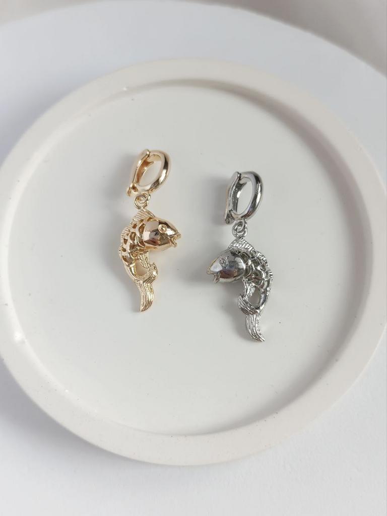 Подвеска на цепочку, чокер, браслет - рыбка, позолота или родиевое покрытие
