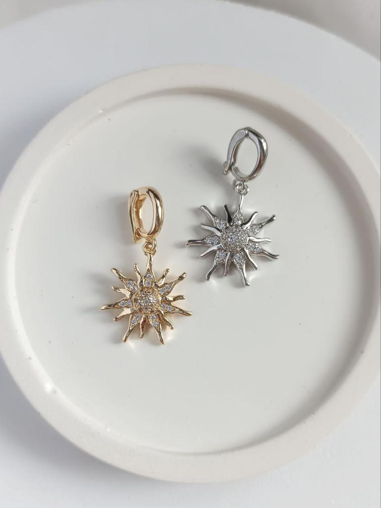 Подвеска на цепочку, чокер, браслет - солнце, 17 мм, позолота или родиевое покрытие