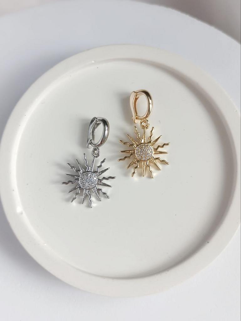 Подвеска на цепочку, чокер, браслет - солнце c фианитами, позолота или родиевое покрытие