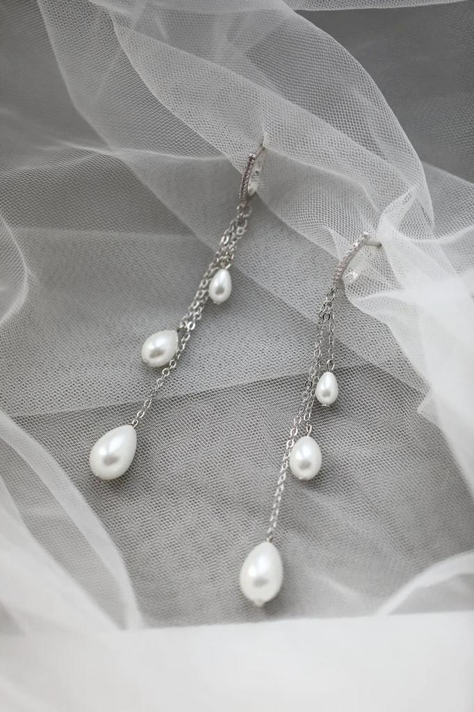 Glass pearl drop earrings
