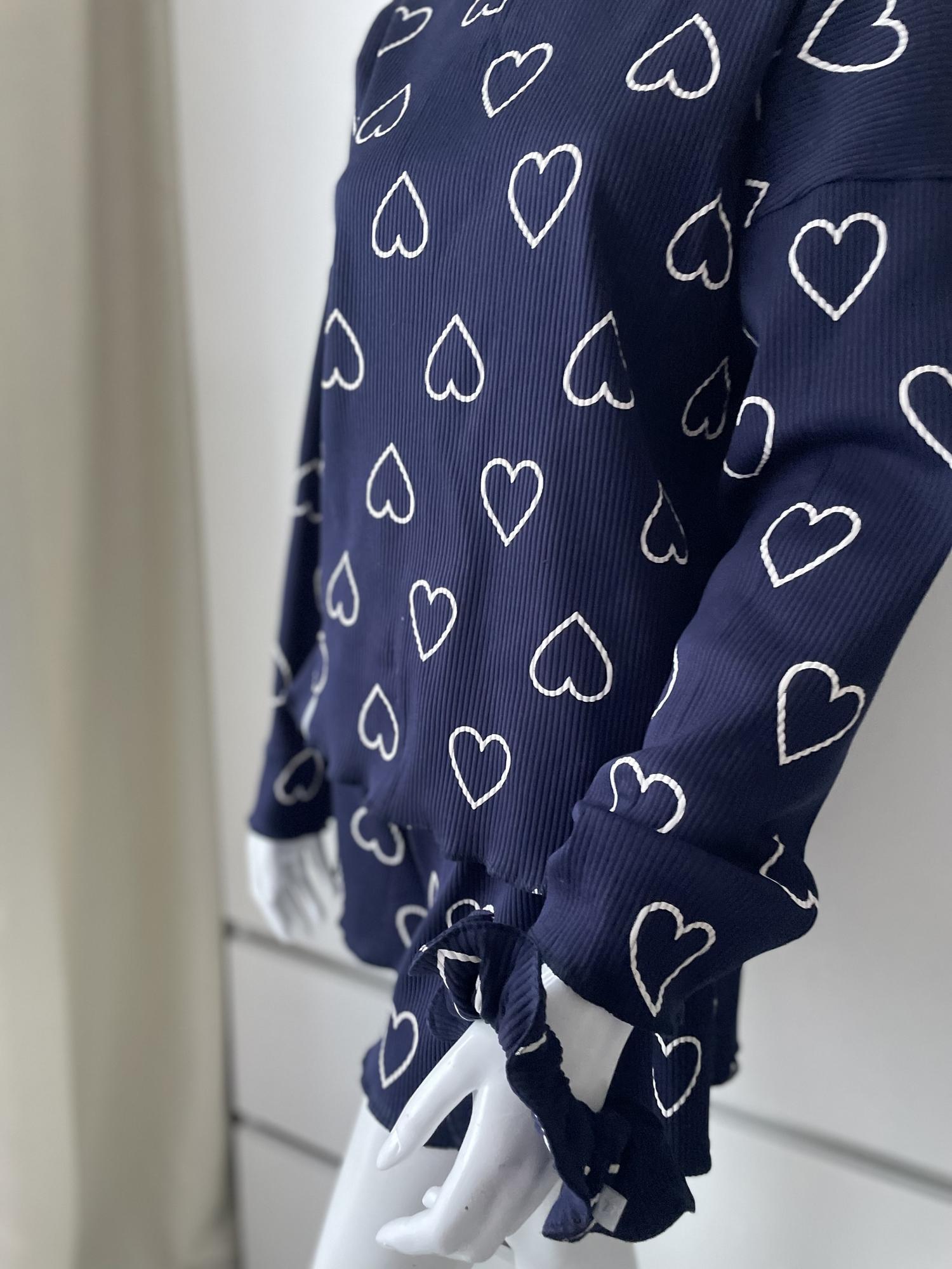 Пижама в синем цвете с белыми сердечками «LOVE-BLUE»