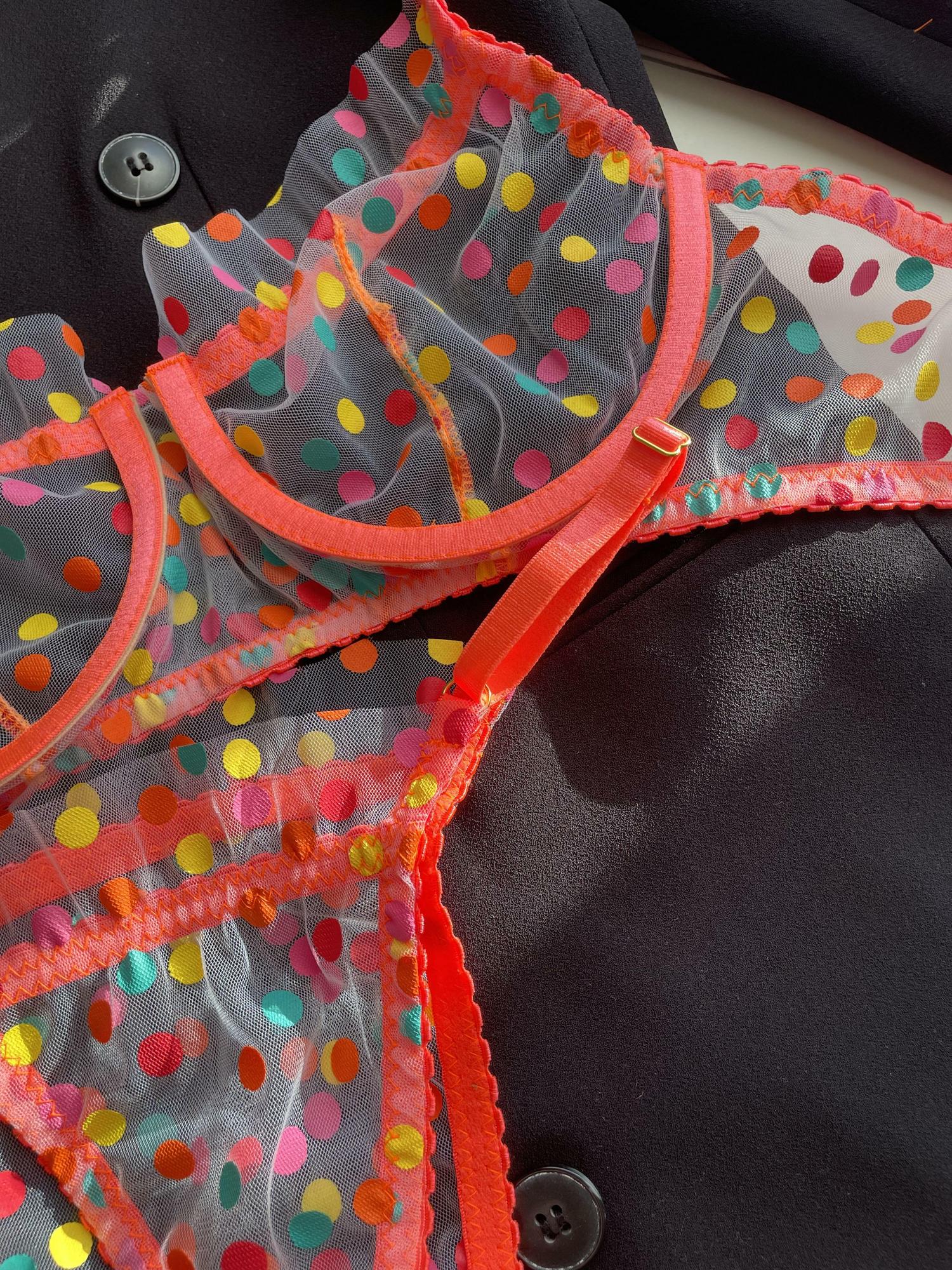 Комплект  «Hona» прозрачный с цветными кружками и оранжевыми резинками.